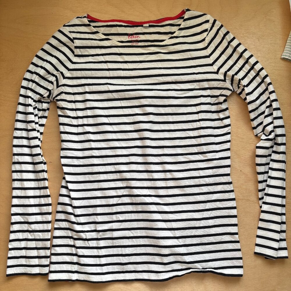 Boden Long Sleeve Breton Shirt Black and White Stripes Size US 6 UK 10